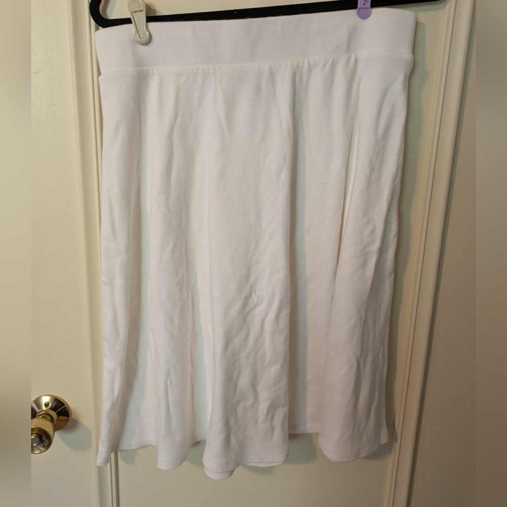 Women's White Cotton Casual Skirt By Land's End